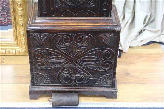 A George III carved oak 30-hour longcase clock by George Womersley, H.190cm